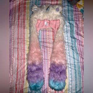 Faux Fur Unicorn Hat Scarf